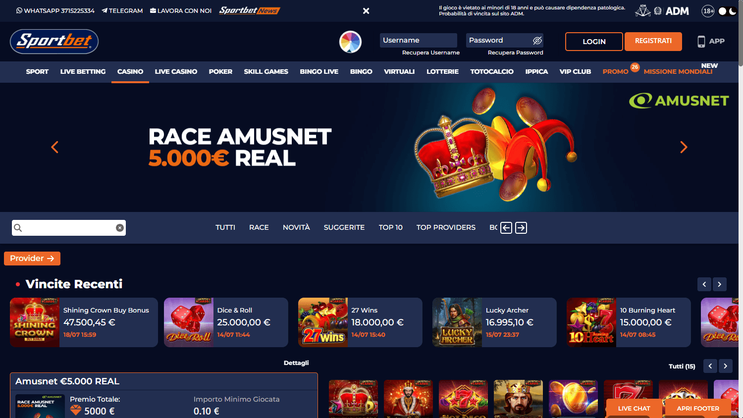 Lobby di Sportbet